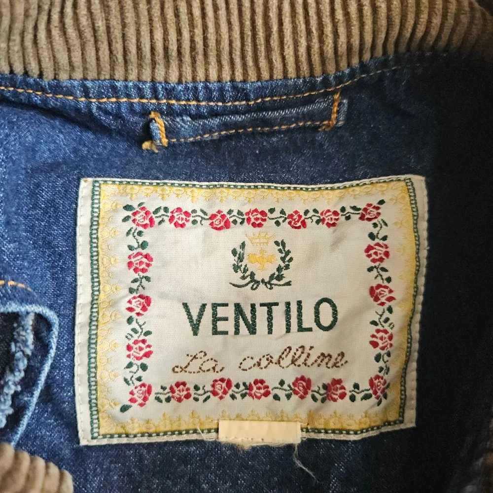 Vintage Ventilo Denim Longline Chore Jacket Corduroy Collar Trench Coat - Picture 2 of 5